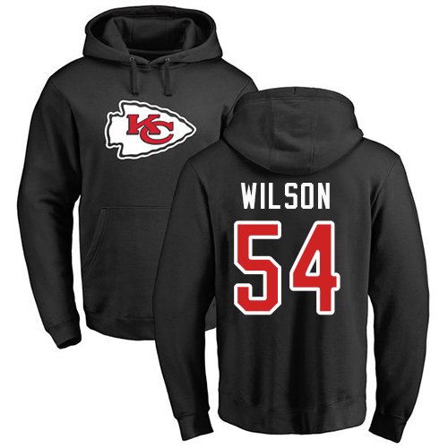 Men Kansas City Chiefs 54 Wilson Damien Black Name and Number Logo Pullover NFL Hoodie Sweatshirts